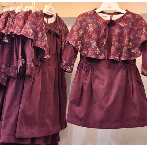 240103 فستان برغندي بشال كشميري