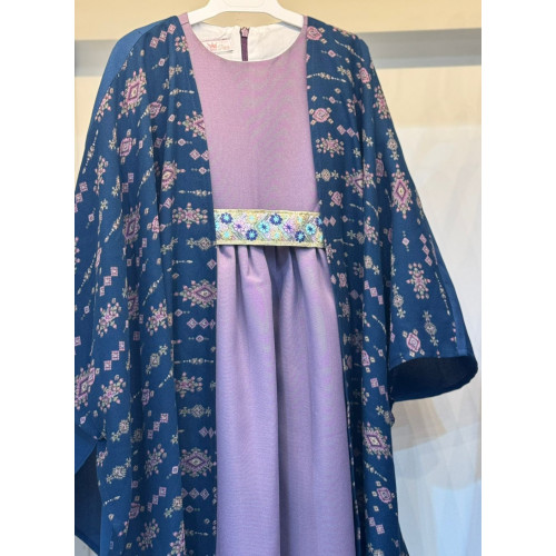 2401106 فستان موف مع عباة كشميري موديل بشت 