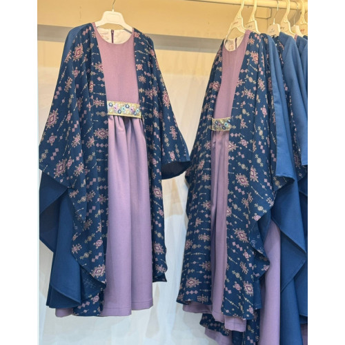 2401106 فستان موف مع عباة كشميري موديل بشت 