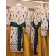 240142 فستان كركمي مطرز  مع حزام أخضر