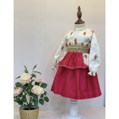 240165 فستان للمناسبات فوشي مطرز مع قبعة 240165 فستان للمناسبات فوشي مطرز مع قبعة