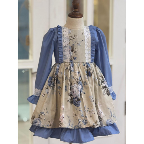  فستان مورد بأكمام طويله مزين بالدانتيل 240406