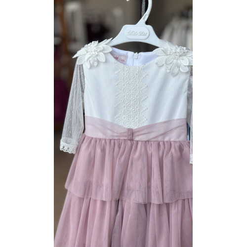 240393 فستان تل وردي للمناسبات