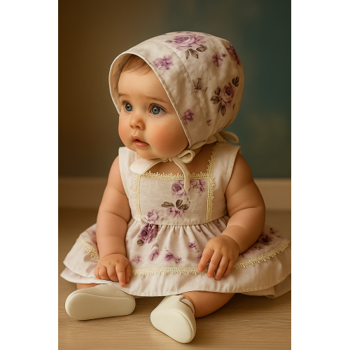 240417فستان  مورد للصغيرات مع قبعة 