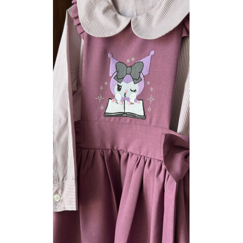 مريول مدرسي بنفسجي بشخصية كرومي مع قميص مقلم 144718 مريول مدرسي بنفسجي بشخصية كرومي مع قميص مقلم 144718