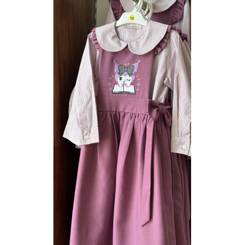 مريول مدرسي بنفسجي بشخصية كرومي مع قميص مقلم 144718 مريول مدرسي بنفسجي بشخصية كرومي مع قميص مقلم 144718