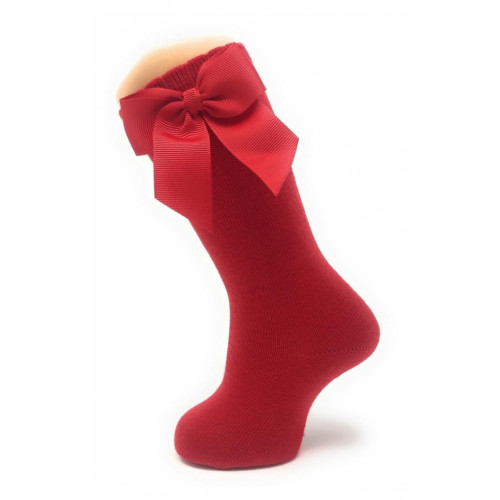 جوارب طويلة  لون أحمر  موديل فيونكة  