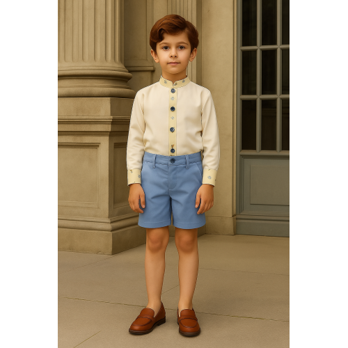  بدلة ولادي قميص بأكمام طويلة وشورت سماوي 240433