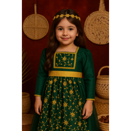  فستان اخضر ملكي  مطرز 240435