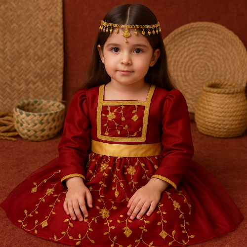 فستان احمر ملكي مطرز 240436 فستان احمر ملكي مطرز 240436