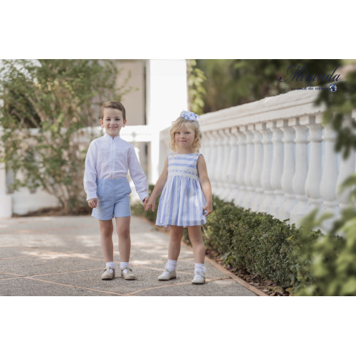 370232V فستان اسباني مقلم ازرق 370232V فستان اسباني مقلم ازرق