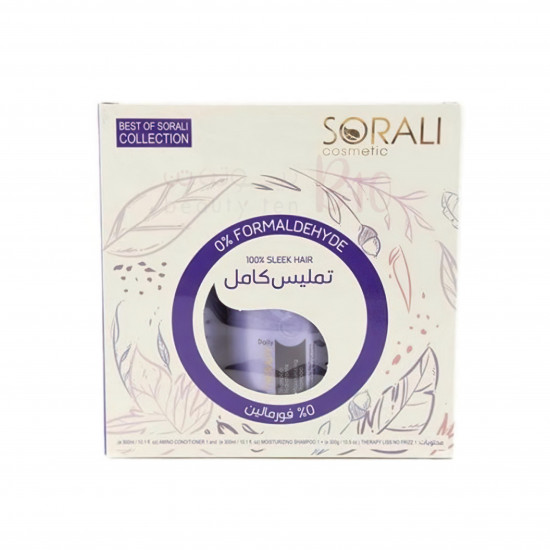 طقم تمليس وتنعيم الشعر الثلاثي مكون من معالج بروتين + شامبو + بلسم من سورالي طقم تمليس وتنعيم الشعر الثلاثي مكون من معالج بروتين + شامبو + بلسم من سورالي