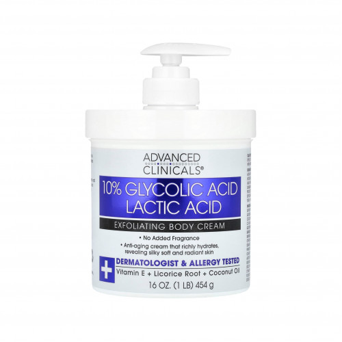 كريم بحمض الجلايكوليك 10% لتقشير الجسم من ادفانس كلينيكلز 454مل كريم بحمض الجلايكوليك 10% لتقشير الجسم من ادفانس كلينيكلز 454مل