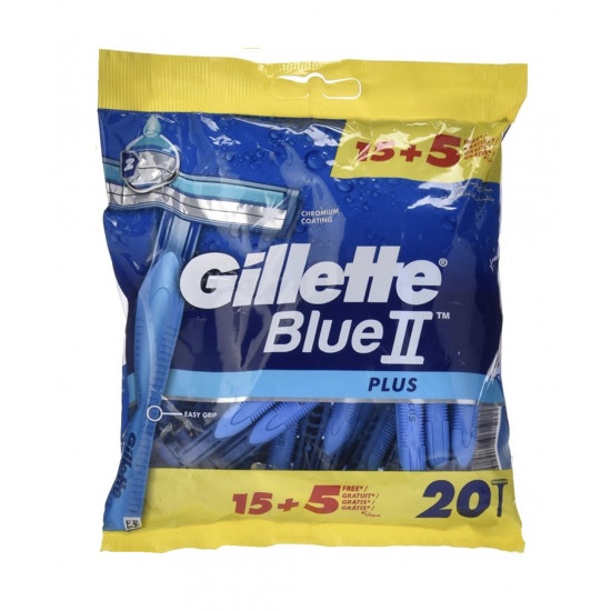 جيليت ماكينة حلاقة بلو 2 بلس للاستخدام مرة واحدة 15 + 5 شفرات مجانية