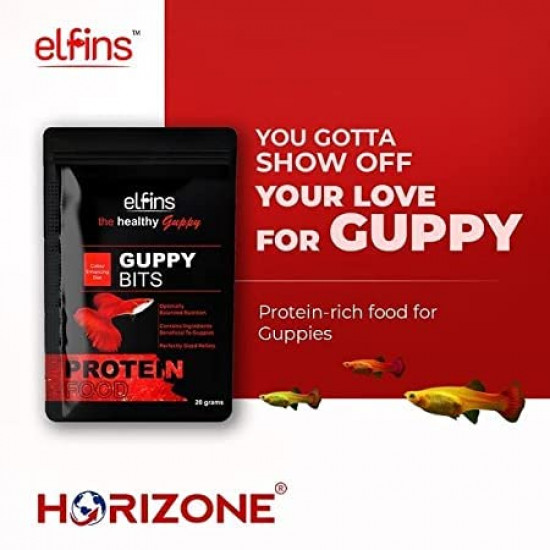 غذاء أسماك الجوبي والأسماك الإستوائية 20 جرام - elfins Guppy Bits