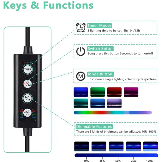إضاءة LED WRGB مع أستاند بحجم 30 سم -  Fullgain