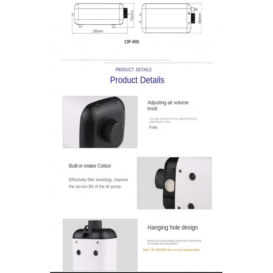 مضخة هواء للأحواض المتوسطة والكبيرة CIP-400 - SUNSUN air pump