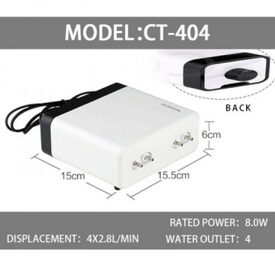 مضخة هواء للأحواض الكبيرة 4 مخارج CT-404 - SUNSUN air pump