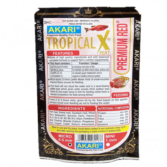 غذاء الأسماك الصغيرة للمحترفين وتقليل الإجهاد - Akari tropical X RED