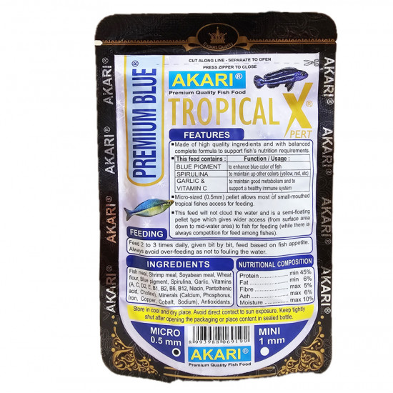 غذاء الأسماك الصغيرة للمحترفين وتقليل الإجهاد - Akari tropical X BLUE