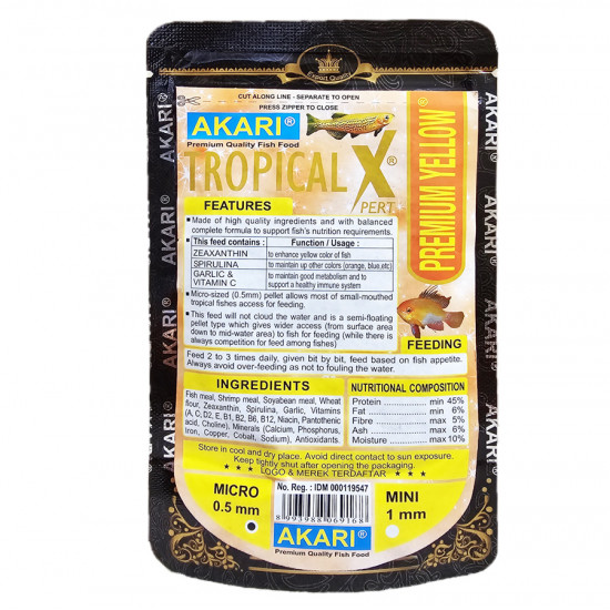 غذاء الأسماك الصغيرة للمحترفين وتقليل الإجهاد - Akari tropical X YELLOW