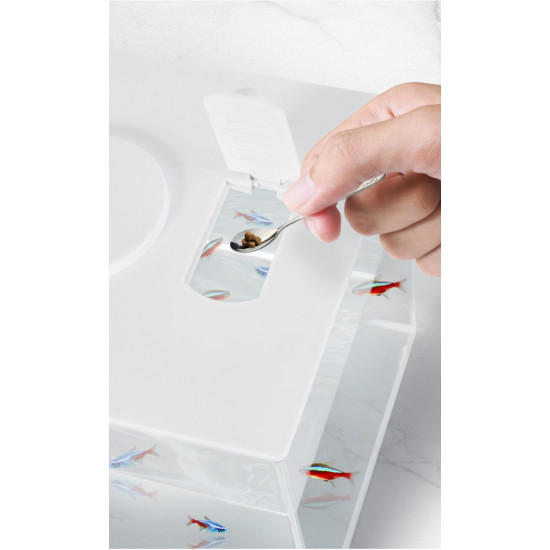 حوض إكريلك كيوت لأسماك الفايتر مع الفلتر والإضاءة أسود - MINI aquarium
