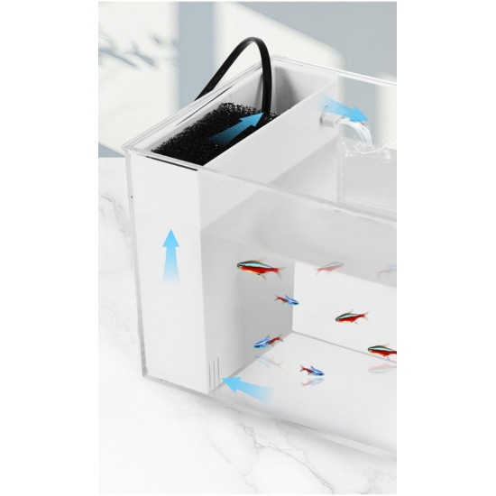 حوض إكريلك كيوت لأسماك الفايتر مع الفلتر والإضاءة أسود - MINI aquarium