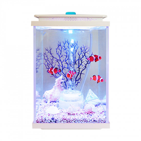 مجموعة حوض زجاجي مع مضخة هواء وفلتر وإضاءة بحرية - QANVEE aquarium