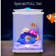 مجموعة حوض زجاجي مع مضخة هواء وفلتر وإضاءة بحرية - QANVEE aquarium