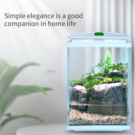مجموعة حوض زجاجي مع مضخة هواء وفلتر وإضاءة نهرية - QANVEE aquarium