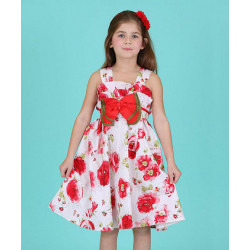 فستان مطرز باللون الاحمر