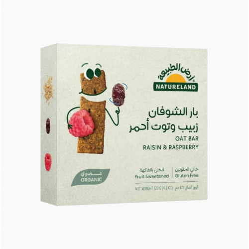 بار الشوفان زبيب وتوت أحمر 120جرام - ارض الطبيعة