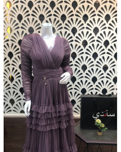 فستان تل ناعم بالكم فستان تل ناعم بالكم