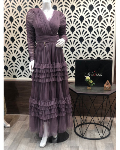 فستان تل ناعم بالكم فستان تل ناعم بالكم