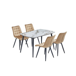 طاولة طعام سيراميك مع ارجل معدنية 4 كراسي طاولة طعام سيراميك مع ارجل معدنية 4 كراسي