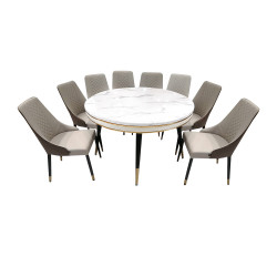 طاولة طعام رخام مع أرجل معدنية 8 كراسي طاولة طعام رخام مع أرجل معدنية 8 كراسي