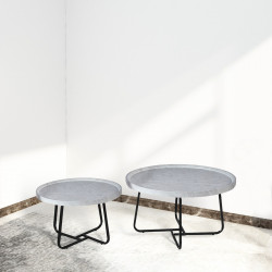 طقم طاولات خدمة 2 قطعة من الخشب والمعدن طقم طاولات خدمة 2 قطعة من الخشب والمعدن