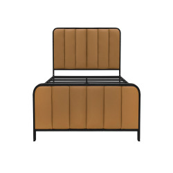 هيكل سرير معدني منجد بني 120x200 سم