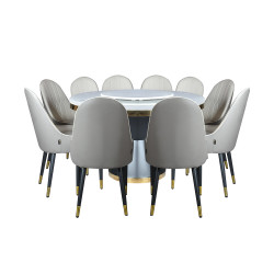 طاولة طعام رخام مع أرجل معدنية 10 كراسي طاولة طعام رخام مع أرجل معدنية 10 كراسي