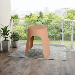 كرسي منزلي دائري مفرد بني من البلاستيك والجلد كرسي منزلي دائري مفرد بني من البلاستيك والجلد