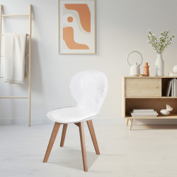 كرسي منزلي مفرد بلاستيك بأرجل خشب كرسي منزلي مفرد بلاستيك بأرجل خشب