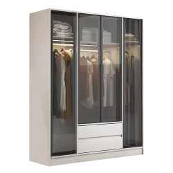 دولاب ملابس 4 باب ابيض زجاج مع إضاءة دولاب ملابس 4 باب ابيض زجاج مع إضاءة