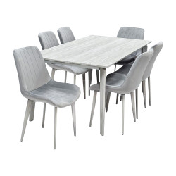 طاولة طعام خشب مع ارجل معدنية 6 كراسي طاولة طعام خشب مع ارجل معدنية 6 كراسي