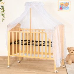 سرير أطفال بناموسية من الخشب والمعدن سرير أطفال بناموسية من الخشب والمعدن