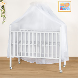 سرير أطفال بناموسية من الخشب والمعدن سرير أطفال بناموسية من الخشب والمعدن