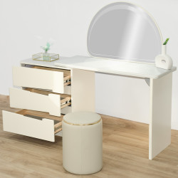 طاولة زينة مع مرآة مضيئة وخزانة تخزين