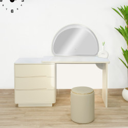 طاولة زينة مع مرآة مضيئة وخزانة تخزين
