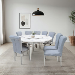 طاولة طعام رخام مع أرجل معدنية 8 كراسي طاولة طعام رخام مع أرجل معدنية 8 كراسي