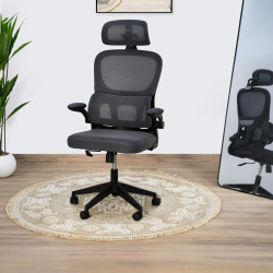 كرسي مكتب دوار رمادي × أسود كرسي مكتب دوار رمادي × أسود