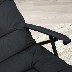 طقم جلسة خارجية قابلة للطي كرسيين مع طاولة بسطح زجاجي فاخر - أسود